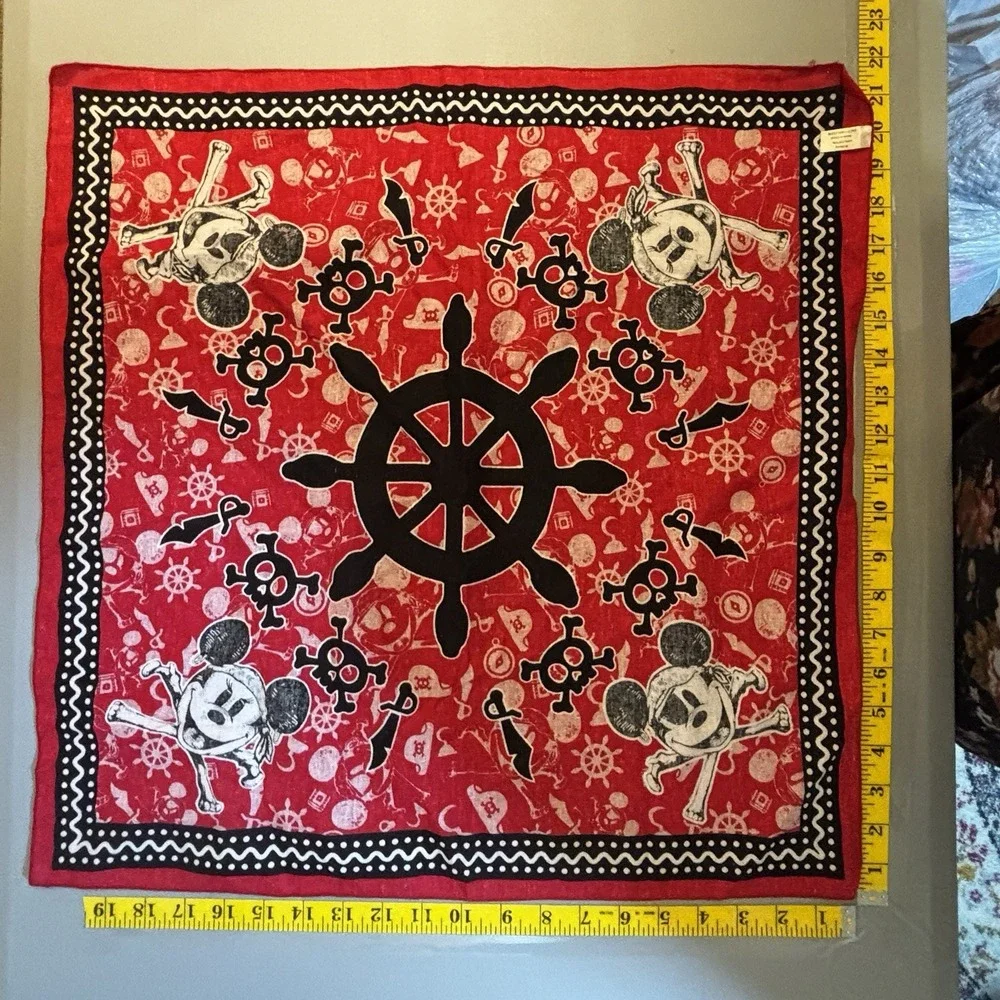 Mickey Mouse Pirates Of The Caribbean Disney Bandana Scarf Handkerchief 21.5